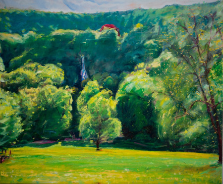 Bad Urach vízesés 100x120cm olaj vászon